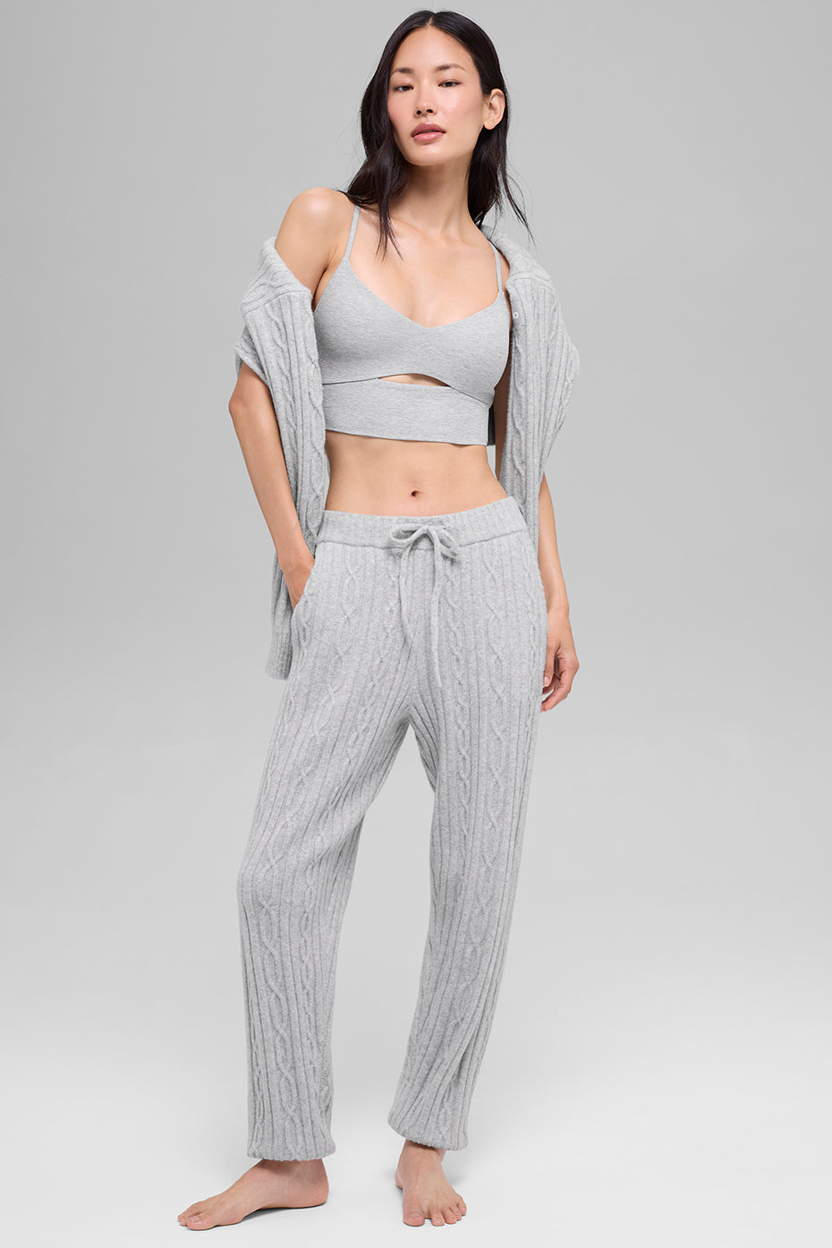 Cable Knit Winter Bliss Pant - Athletic Heather Grey - Image 5
