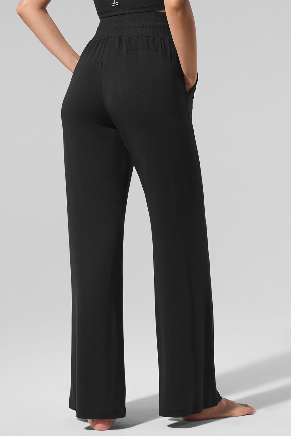 Semi-Sheer Delicate Lounge Flare Pant (Regular) - Black - Image 3