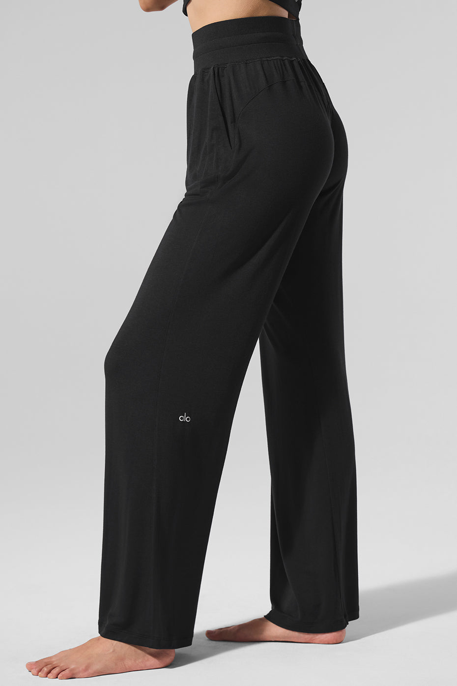 Semi-Sheer Delicate Lounge Flare Pant (Regular) - Black - Image 5