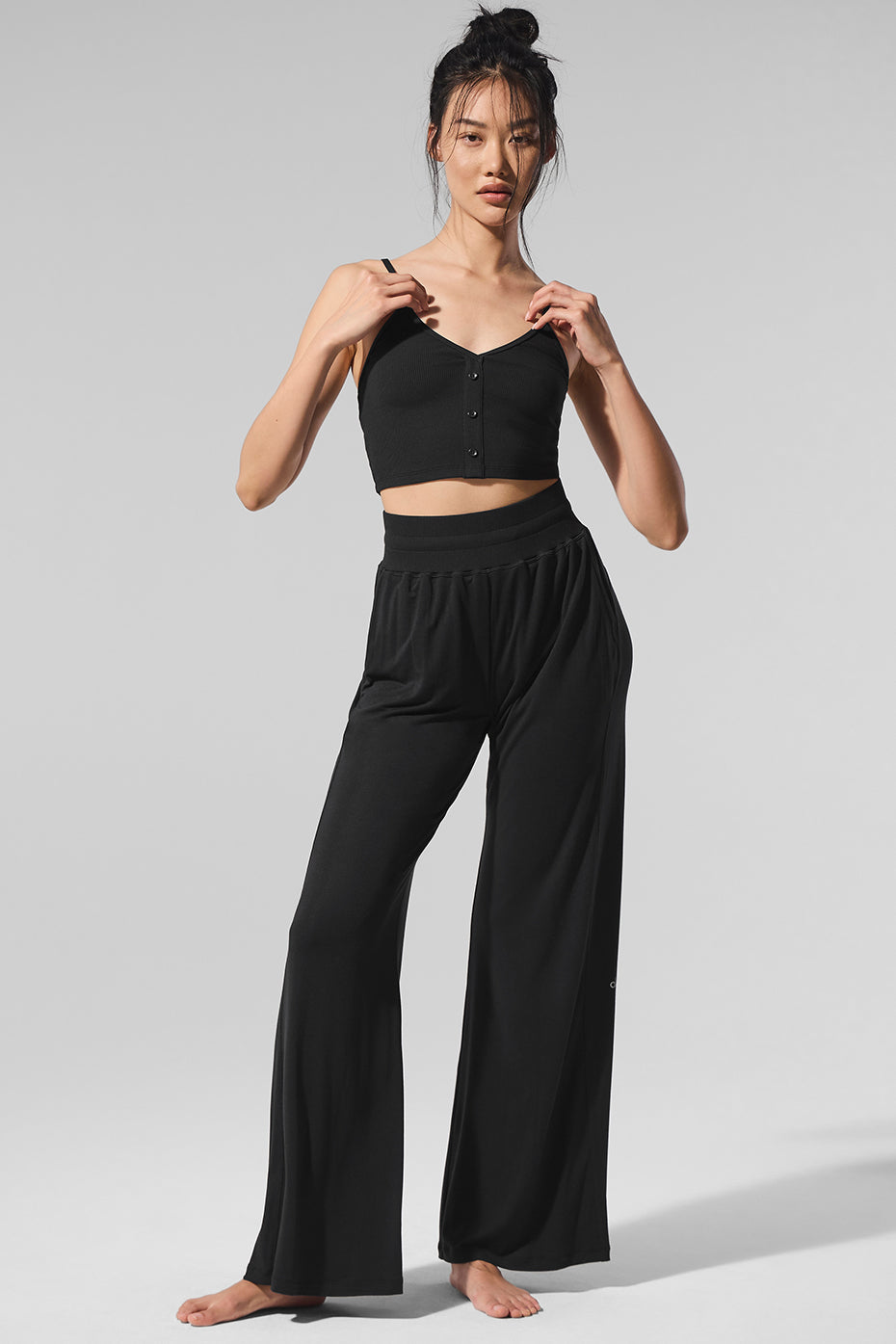 Semi-Sheer Delicate Lounge Flare Pant (Regular) - Black - Image 6