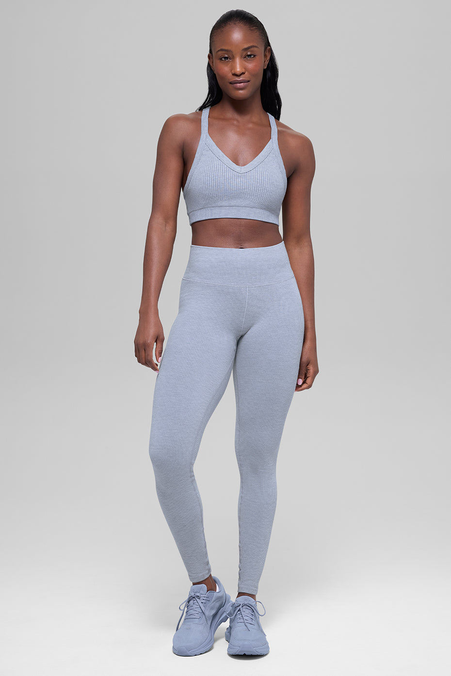 Seamless High-Waist Two Tone Rib Legging - Winter Frost Heather - Image 6