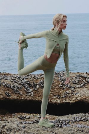 Seamless High-Waist Two Tone Rib Legging - Dune Grass Heather