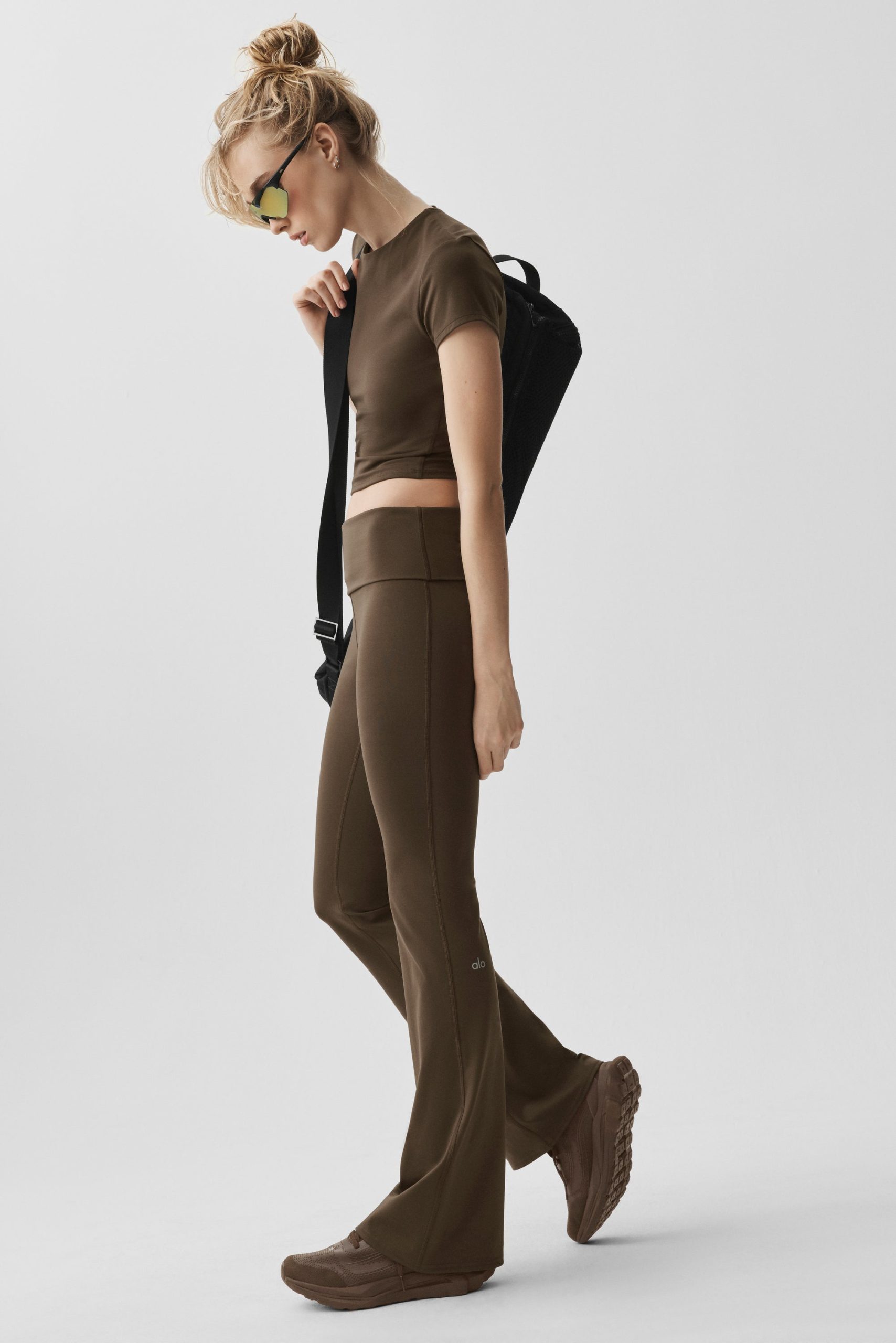 ALO Softsculpt Foldover Flare Legging - Espresso - Image 4