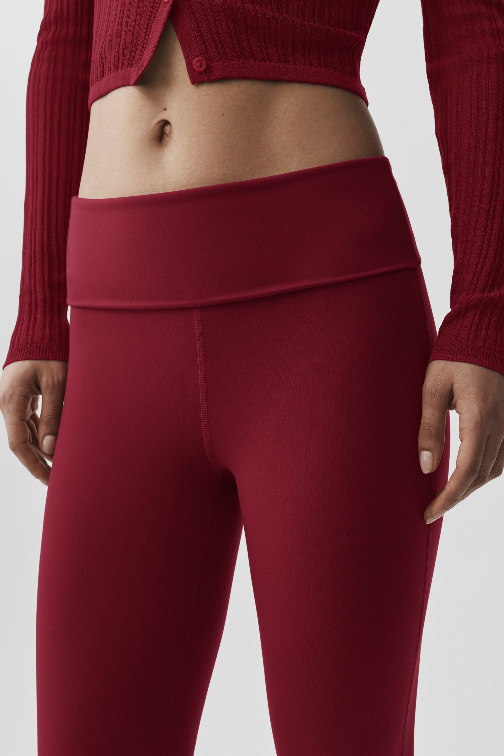 ALO Softsculpt 7/8 Foldover Flare Legging - Summer Romance Red - Image 4