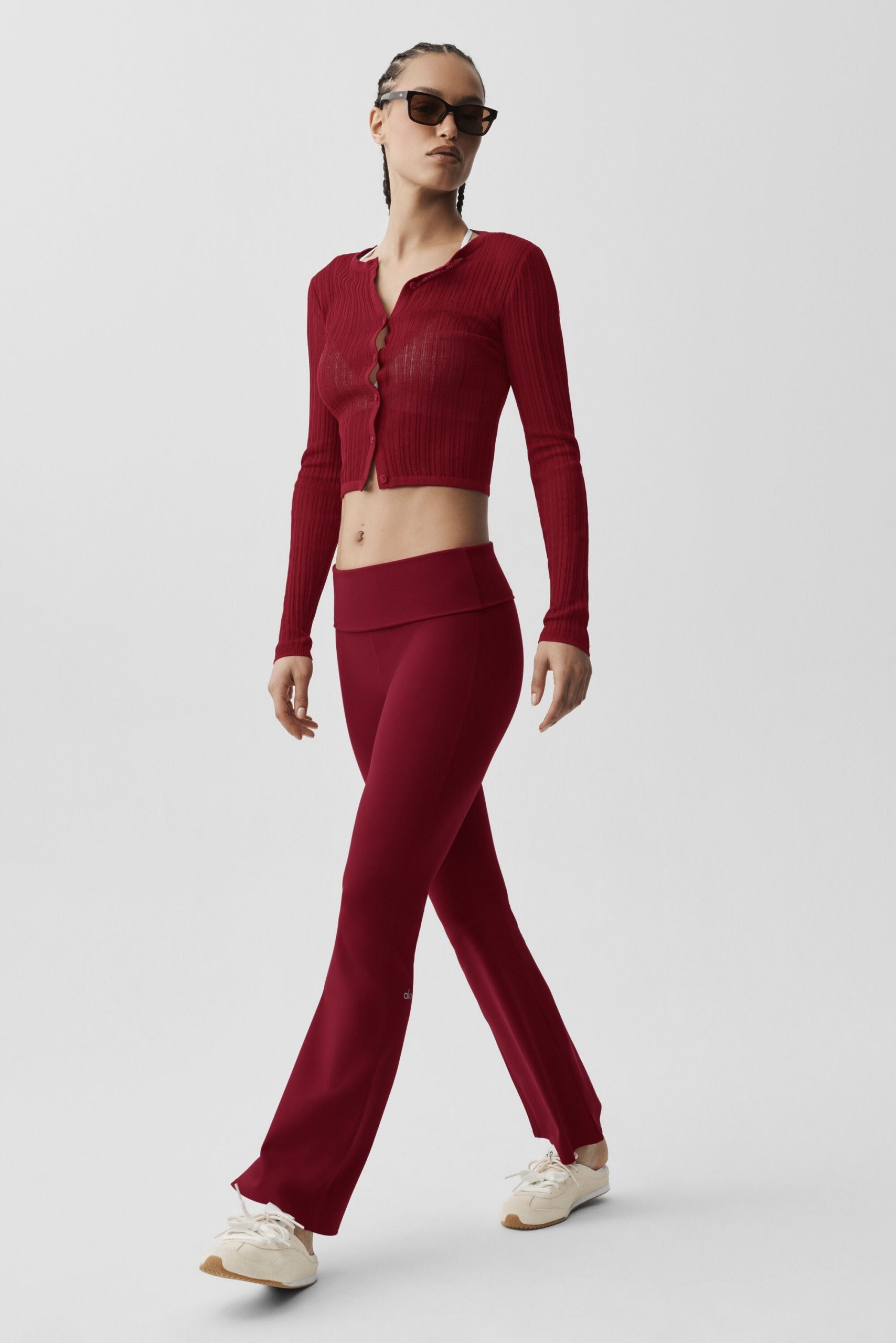 ALO Softsculpt 7/8 Foldover Flare Legging - Summer Romance Red - Image 5
