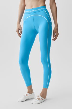 Airbrush High-Waist 7/8 Heart Throb Legging - Azure Blue/White
