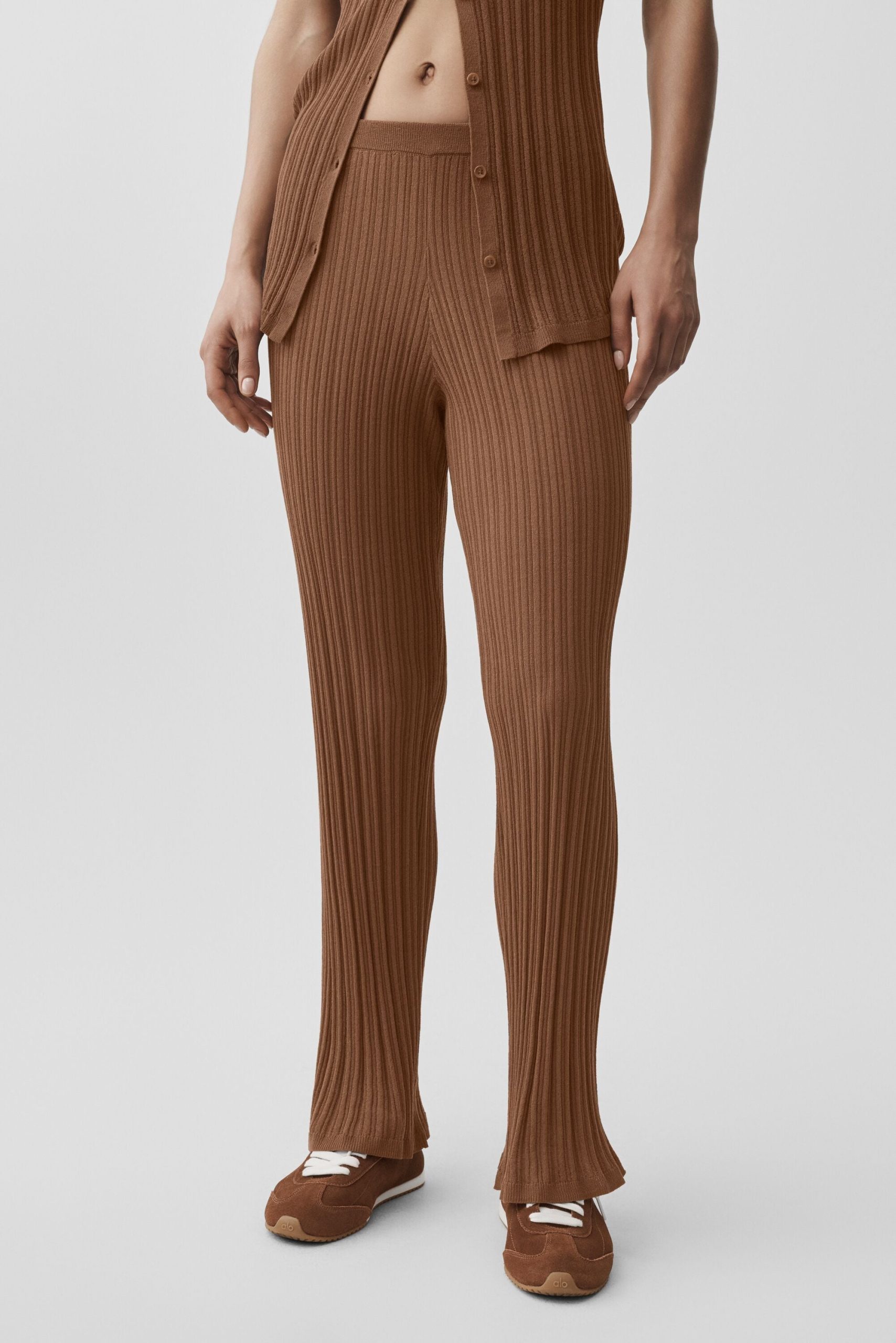 Sweater High-Waist Sunlit Straight Leg Pant - Sun Kissed Brown - Image 3