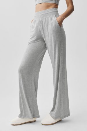 Semi-Sheer Delicate Lounge Flare Pant (Long) - Athletic Heather Grey