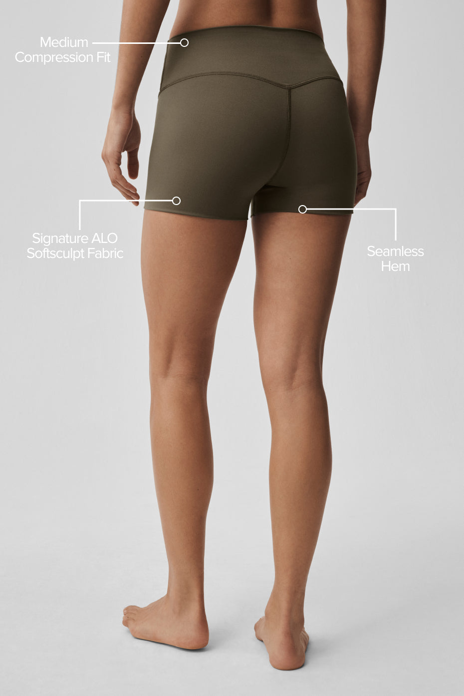 3 ALO Softsculpt High-Waist Precision Short - Olive Tree - Image 2