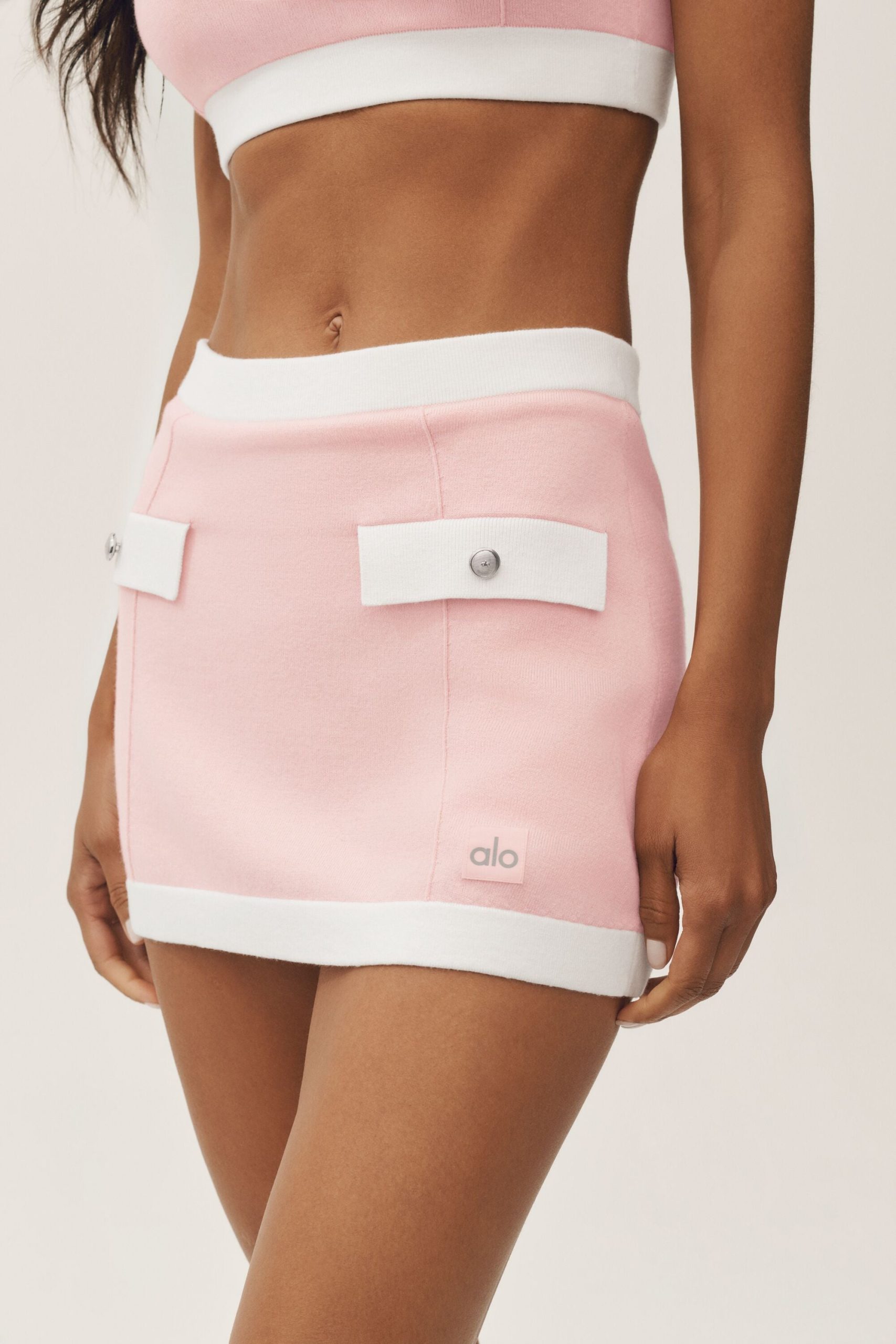 Cotton Cashmere High-Waist Capri Dream Skirt - Sundrenched Pink/White - Image 3