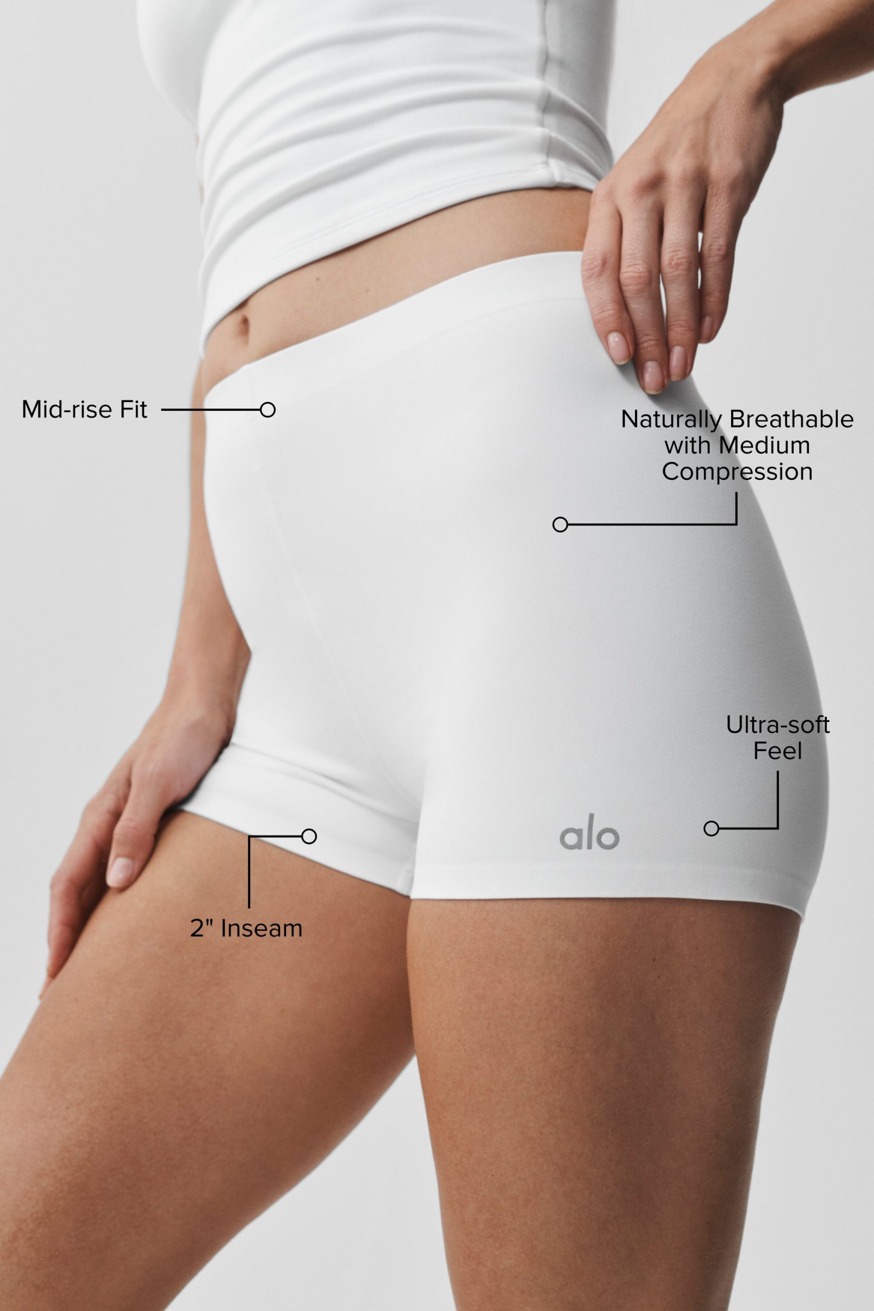 2 ALO Softsculpt Mid-Rise Short - White - Image 2