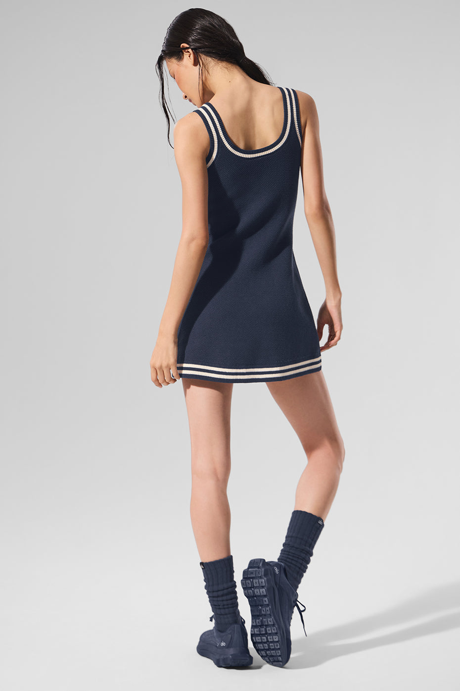 Tennis Club Sweater Knit Dress - Navy/Ivory - Image 3