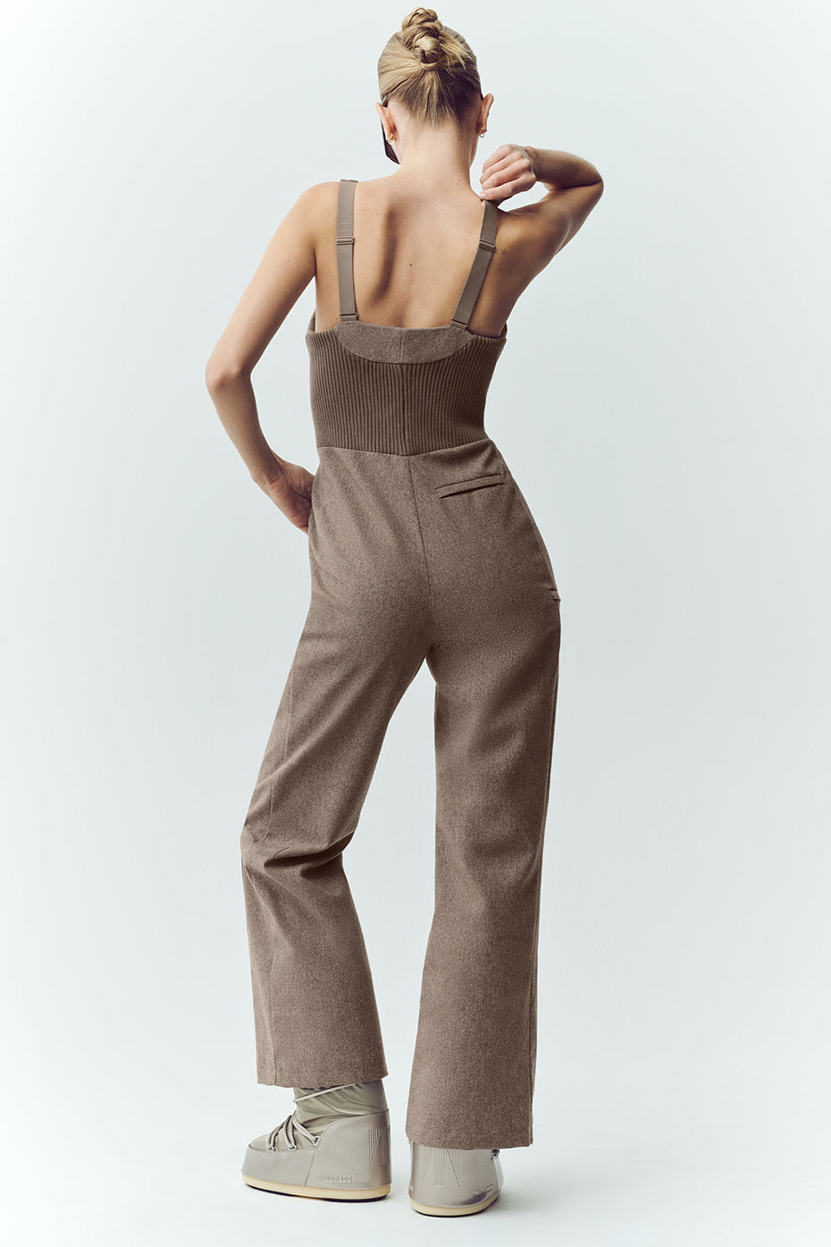 Wool Blend Bunny Slope Bib - Alpine Cocoa Heather - Image 2