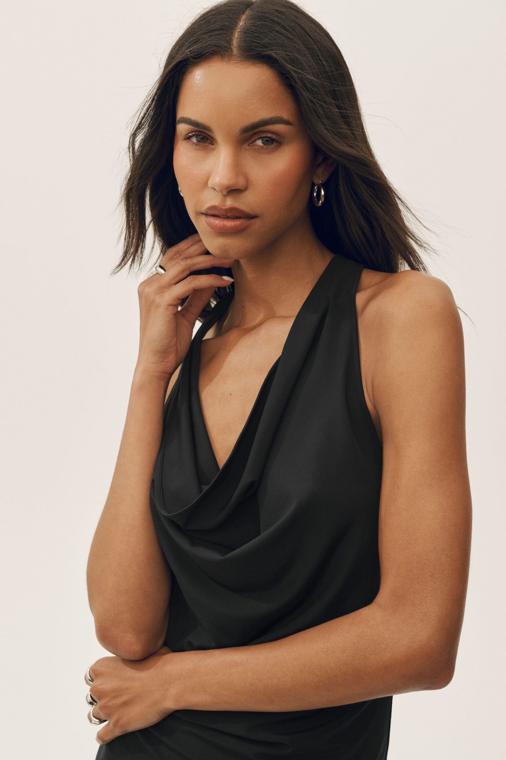 Summer Soiree Halter Mini Dress - Black - Image 3