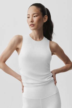 Ribbed En Pointe Tank - White