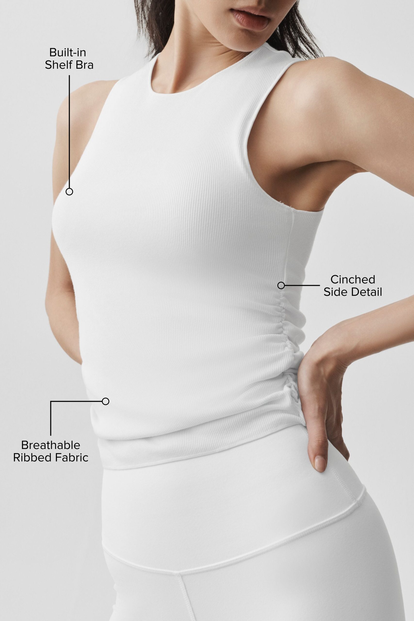 Ribbed En Pointe Tank - White - Image 2