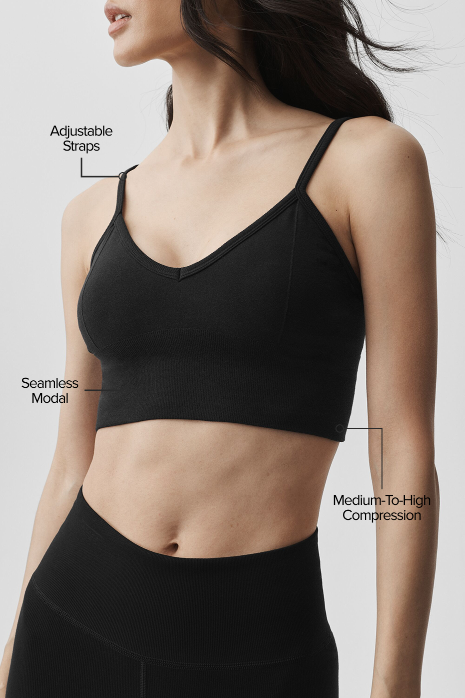 Seamless Modal Ribbed Delight Bralette - Black - Image 2