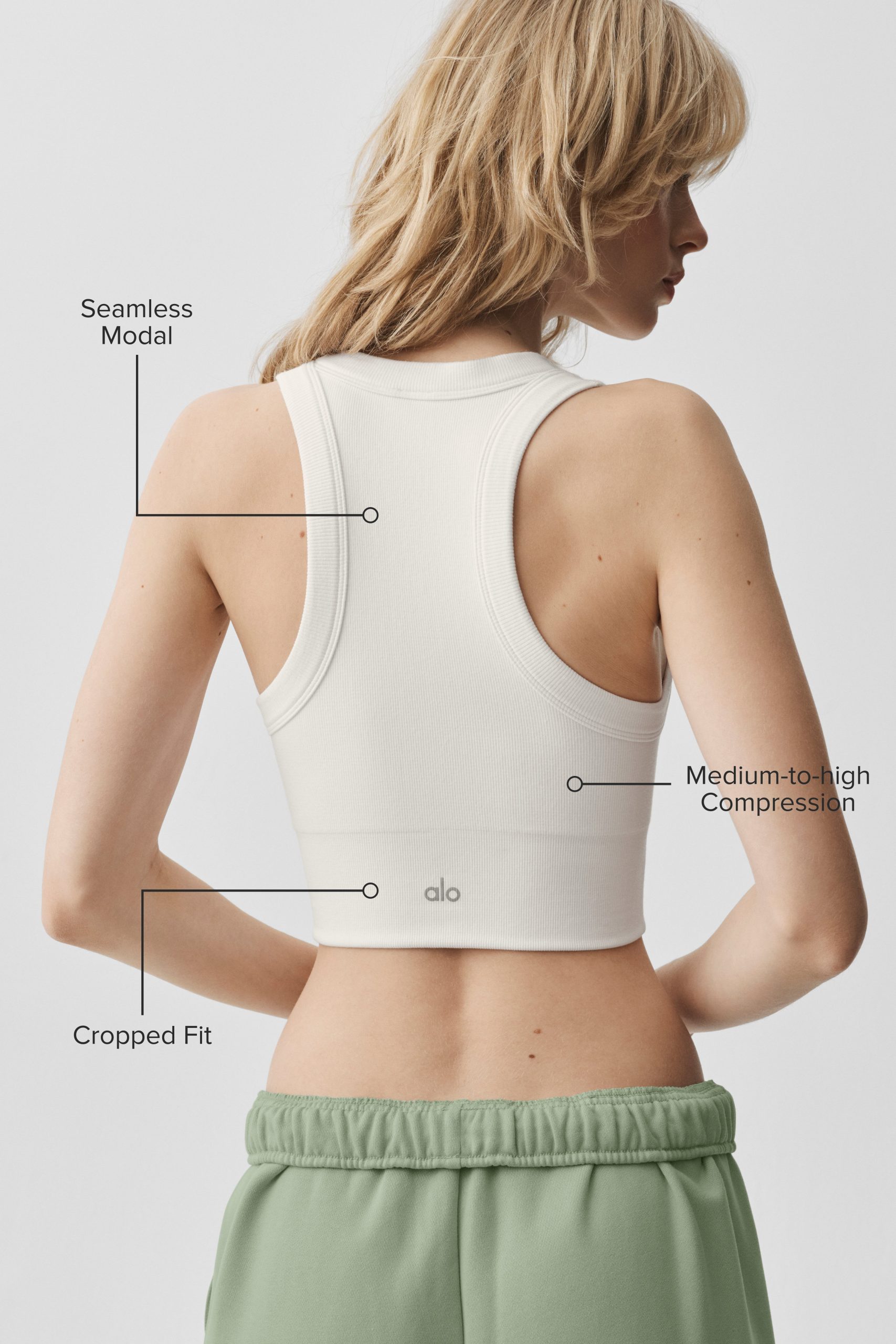 Seamless Modal Ribbed High Neck Delight Bra - White - Image 2