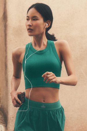 Seamless Modal Ribbed High Neck Delight Bra - Emerald Isle