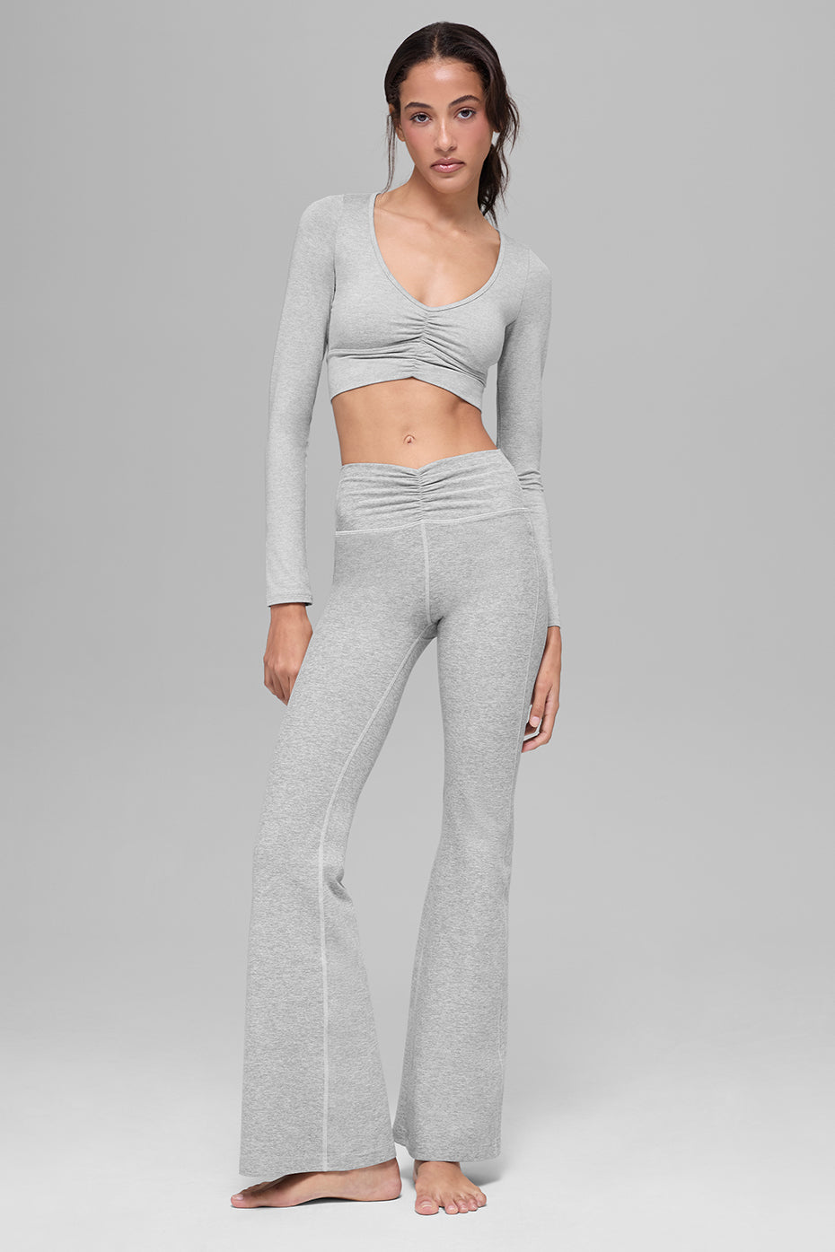 Alosoft Intuition Long Sleeve Bra - Athletic Heather Grey - Image 5