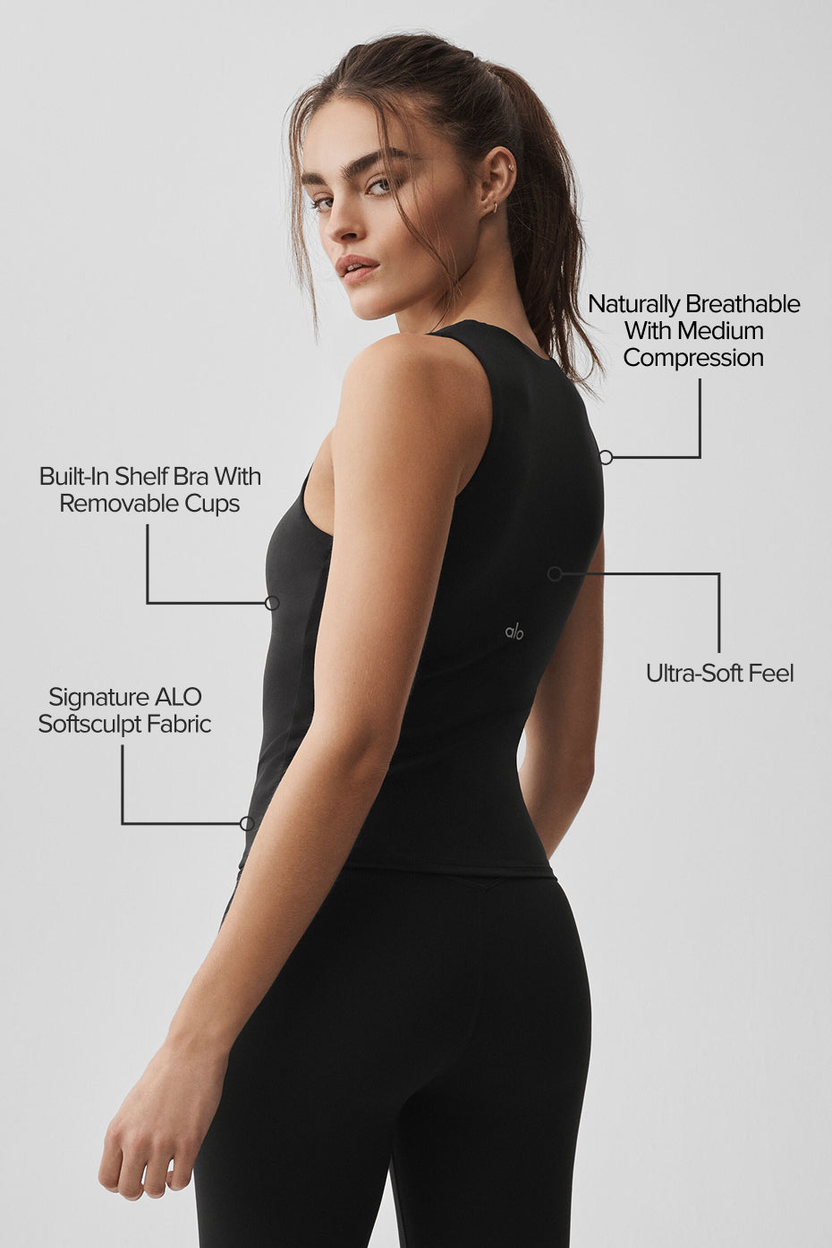 ALO Softsculpt No Nonsense Bra Tank - Black - Image 2