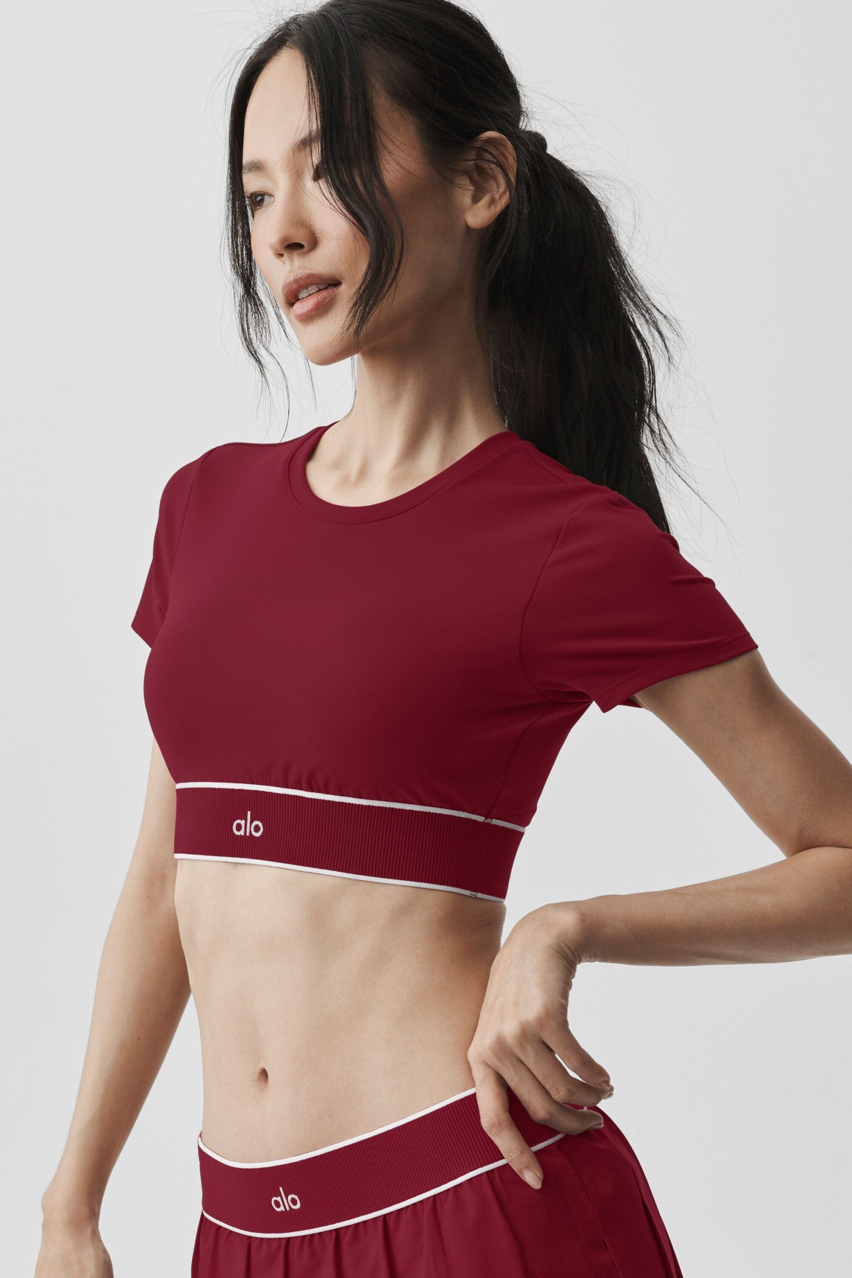 ALO Softsculpt Amp It Up Short Sleeve Bra - Summer Romance Red - Image 3